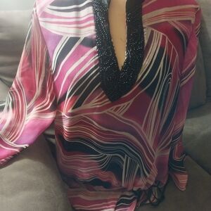Elegant Pink and Black Women's Top